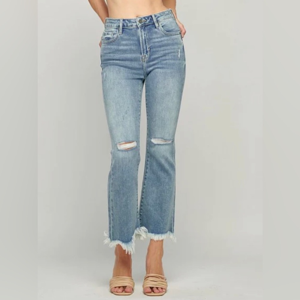 Hidden Jeans Happi Cropped Distressed Flare Jeans